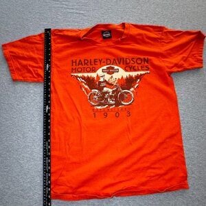 Harley Davidson T Shirt Eastside Mens Orange Graphic Print Short Sleeve Large